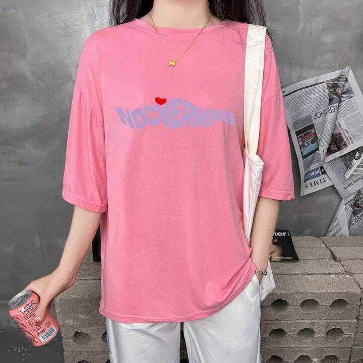 พร้อมส่ง-fashoion-dress-เสื้อยืด-เสื้อ-demo-oversize-ลายตัวหนังสือ-สีสดใส-สไตล์เกาหลีน่ารัก-เสื้อยืดนิ่ม-แขนสั้นแฟชั่น-เนื้อผ้าดี