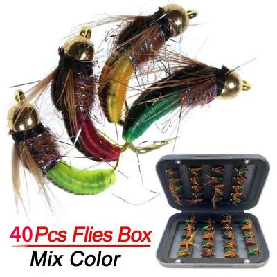 A Set 8 Hot Sale Brass Bead Head Fast Sinking Nymph Scud Fly Bug Worm Trout Fishing Flies Artificial Insect Fishing Bait Lure