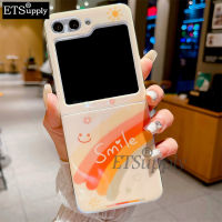 เคสโทรศัพท์สำหรับ Samsung Galaxy Zflip 5ฝาหลังนิ่มสีฟ้าอ่อนน่ารักรูปรอยยิ้มแห่งความสุขป้องกันการตกหล่นการ์ตูนผู้หญิงสำหรับ Galaxy Z Z Flip5