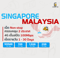 Singapore&amp;Malaysia Internet Travel SIM ซิมอินเตอร์เน็ตท่องเที่ยวประเทศสิงคโปร์และมาเลย์เซีย ความเร็ว4G วันละ500MB,1GB1.5GB,2GB แพ็คเกจ 1 ถึง 30 วัน
