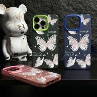 KISSCASE IMD ฟิล์มคู่สีเงินเคสโทรศัพท์สำหรับ IPhone 11 12 13 14 15 Pro Max Plus เคสพีซีแบบหนาป้องกันการขีดข่วนเคสกันน้ำสำหรับ IPhone 14 Pro Max กรอบผีเสื้อ