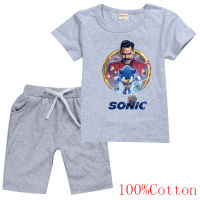 Sonic The Hedgehog เสื้อยืดชุดชายหญิงแขนสั้น Tee เสื้อกางเกงขาสั้นน่ารักสั้นกางเกงพิมพ์ Hip-Hop สไตล์เกาหลีฤดูร้อน Tee เสื้อ8829