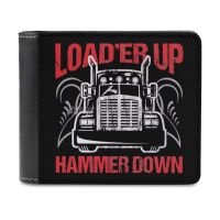 Truck Driver Trucker Loader Up Hammer Down Gift Leather Wallet Mens Wallet Purse Money Clips Truck Driver Bad Mother Trucker T