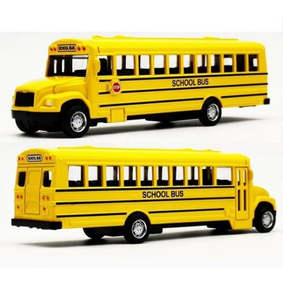 1/64 Diecast Alloy School Bus Kids Toy Car Inertia Vehicle Model Toys Pull Back Car Boy Toys Educational Toys for Children Gift
