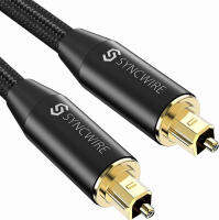 Syncwire Digital Optical Audio Cable 10 Feet - [24K Gold-Plated, Durable Nylon] Fiber Optic Toslink Cord Optical Audio Cable for Sound Bar, Home Theater, TV, PS4, Xbox, Playstation, Samsung, Black 10FT/3M