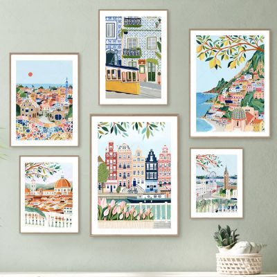 Premium World Travel Poster Set-ของขวัญตกแต่งบ้านในอุดมคติที่มีเมืองที่โดดเด่น: โพซิตาซิตา,อัมสเตอร์ดัม,ลิสบอน,บาร์เซโลนา,ลอนดอน,ฟลอเรนซ์,สวิตเซอร์แลนด์,โรม,แคปปาโรเซีย,ปารีส,คาปรี,เวนิส