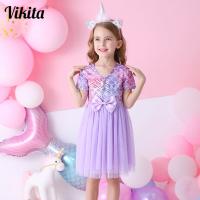 VIKITA Girls Elegant Dress Kids Prom Performance Birthday Party bridesmaid School Summer Dresses Toddlers Tulle Princess Dress  by Hs2023