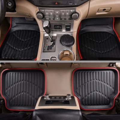 ✢ Universal Leather Pvc Car Floor Mats Classic Luxurious Auto Accessories Black Red Foot Pads Waterproof Anti Dirty For All Cars