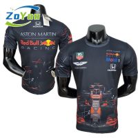 shot goods Zoyoo 2022 Top Quality Big Size S-5XL F1 Honda Red Bull Black Crew Neck Sport T-shirt Racing Suit NBA Rugby Football Jersey