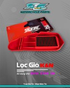 Lọc gió độ pô e K&N màu đỏ cho xe Vario, Click,AB 125 Lưới thép