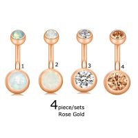 Whoelale 4piecesets Stainless Steel Curved Barbell 14G Navel Piercing Silver Rose Gold