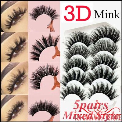 ✤-5 Pairs Beauty 3D Mink Fake Eyelashes Natural Wispy Cross False Lashes