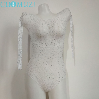 [GUOMUZI] SEXY Body Underwear ชุดกระชับสัดส่วนแขนยาว rhinestone Dress bodystoking