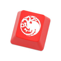 ความแปลกใหม่ Shine Through Keycaps ABS สลักกลับ Lit สีดำสีแดง R1 ESC บ้านของ Dragon Family Badge