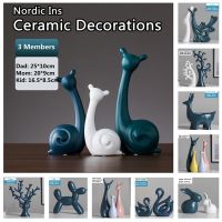 Nordic Ins Porcelain Ornaments Atrovirens Color Ceramic Decorations Home Cabinet Decor Animal Figurines Snail Family