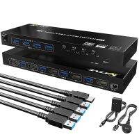 USB 3.0 KVM Switch HDMI 4 Port Support 4K60 4:4:4 HDMI USB Switch 4 in 1out and 4 USB 3.0 Port for Keyboard Mouse Printer