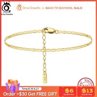 【CW】۩●▪  ORSA JEWELS 925 Sterling Italian 2mm Mirror Chain Anklets for Gold Foot Ankle Straps Jewelry SA29