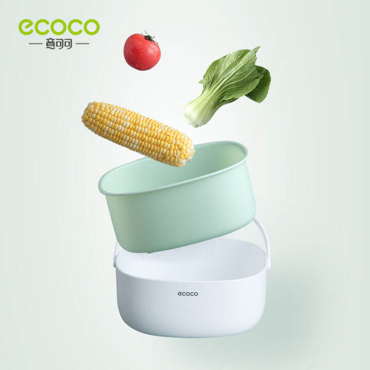 ecoco-double-layer-drain-basket-washing-box-kitchen-sink-strainer-vegetables-living-room-fruit-tray-cook-helper-handle-gadget