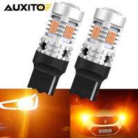 AUXITO 2X T20 7440 W21W LED Canbus เลี้ยวสัญญาณหลอดไฟ BA15S P21W BAU15S PY21W LED ไม่มีแฟลชไฟ Amber สีเหลือง