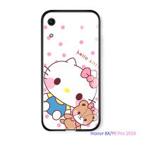 สำหรับHuawei Honor Y6 Pro 2019荣耀8Aการ์ตูนHello Kitty Caseเฮลโลคิดตี้เคทีแมวGlossyกระจกเทมเปอร์ฝาหลังปลอก