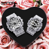 SANDA  Hot Sell Multifunctional Electronic Couple Watch Fashion Practical Dual Display Digital Wristwatch for Lovers Gifts