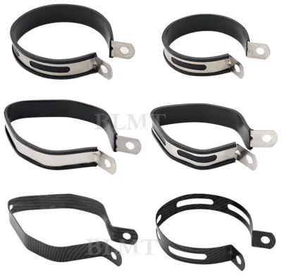 51mm 60mm Motorcycle Exhaust Pipe Escape Muffler Stainless Steel Fixed Circle Carbon Holder Clamp Fixed Ring Support Bracket