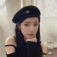 COD DSFGERRTYTRRE 韩版帽子 black cap oo beret women Korean flat top retro temperament elegant painter cap woman