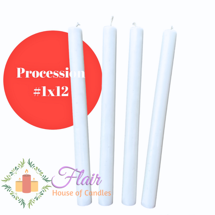 Flair White Procession Candle Unscented Smokeless Dripless Candle 1x12