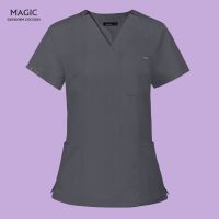 Scrub Tops Women Pockets Short Sleeve V-neck Blouse Plus Size Healthcare Tunic Clothes Carer Working Uniform nursing Shirts Female