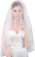 BeautyWhite/Ivory New Two Layers Bridal Veil With Beads Comb Beautiful Wedding Veil with Beads Edge 2022 Hair Accessories