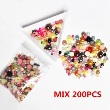 5600 PCS Orange AB Flatback Nail Pearls 7 Sizes Flat Pearls for