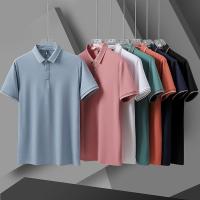 Mens Polo Shirt With Mulberry Silk Summer High-End Sports Casual Solid Color Light Business Casual And Comfortable Lapel T-Shirt