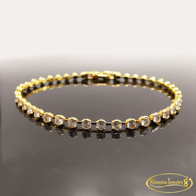 Inspire Jewelry ,สร้อยข้อมือเพชร งานจิวเวลลี่ หุ้มทองแท้ 100% 24K สวยหรู คงทน ขนาด 17-18 CM พร้อมกล่องทอง