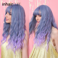 Inhaircube Lolita Wig With Bangs for Women Synthetic Harajuku Natural Ombre Wavy Realistic Wigs Free Shipping ของขวัญ ของขวัญ