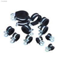 ▥﹉✘ 2pcs Stainless Steel Rubber Lined P Clips Cable Mounting Hose Pipe Clamp R type rubber cable fixing pipe clamp