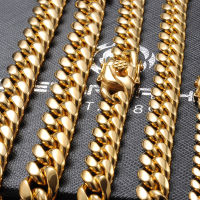 6mm/8mm/10mm/12mm Hip-Hop High Polished Gold Color 316L Stainless Steel Curb Cuban Link Chain Necklace Gift For Men Jewelry Fashion Chain Necklaces