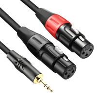 Metal 3.5mm To Double Cannon Female 0.3m 3.5mm Headphone Jack To Dual Xlr Stereo Audio Cable 24K gold-plated XLR connectors Cables