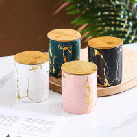 Ceramic Storage Jar Sealed Coffee Mable Storage Bottle with Wood Lid Spice Jar Container Tea Pot Grain Kitchen Organizer