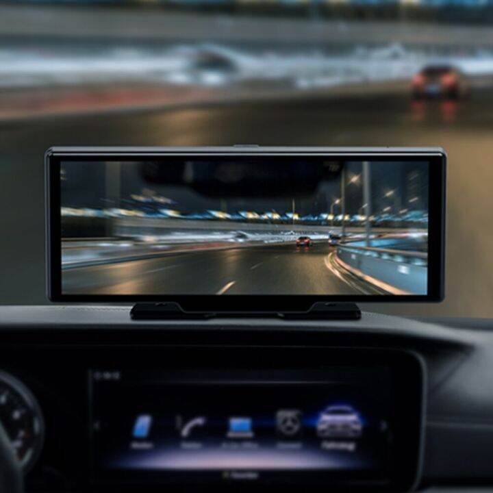 10-26-dvr-ติดรถยนต์แอลซีดีหน้าจอสัมผัสไร้สาย-carplay-android-เครื่องบันทึกการไดร์ฟยานพาหนะอัตโนมัติสนับสนุน-tf-256gb-รองรับบลูทูธ