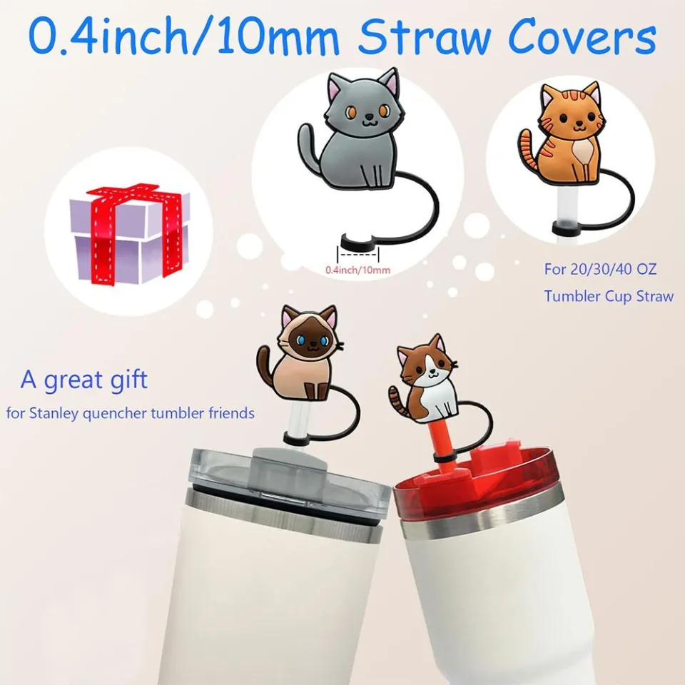10 Pcs Silicone Straw Cover, Dust-Proof Straw Cap Toppers, Cute Stanley  Straw Covers Reusable Silicone Soft Protector Cover for 0.4 inch/10mm  Straws
