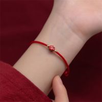 Handmade Braided Red Black Rope Lotus Flower Couple Bracelets For Women Men Chinese Style Yoga Meditation Bracelet Lucky Jewelry Charms and Charm Brac