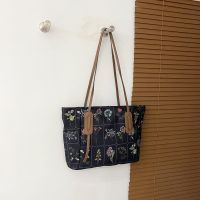 【December】 Cross-border new female bag Oxford cloth totes large-capacity single shoulder bag printed fashion shopping commuter alar package