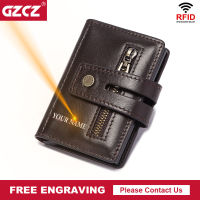 Slim RFID Blocking Credit Card Holder Genuine Leather Mens Money Clip Wallet Aluminum Alloy Business Protection Smart Wallet
