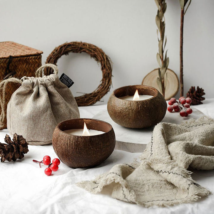 coconut-shell-candle-holder-without-candle-coconut-candlestick-romantic-decor-household-ornament-natural-coconut-bowl-desk-decor