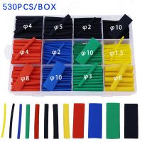 530pcs  Heat Shrink Tubing Insulation Shrinkable Tube Assortment Electronic Polyolefin Wire Cable Sleeve Kit Cable Management