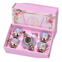 Genuine Original High-end Creative European-style electroplated ceramic tea set gold-plated coffee cup and saucer birthday gift ceramic cup pot with hand gift set