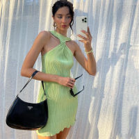 beautifultime Summer Chic Off-Shoulder Wrap Short Dress Women Sleeveless Twist Halterneck Mini Tank Dress Party Ele Vestidos