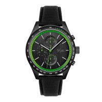 LACOSTE APEXT Chronograph รุ่น LC2011296 นาฬิกาข้อมือผู้ชาย สายหนัง สีทอง/ดำ/เขียว หน้าปัด 44 มม.