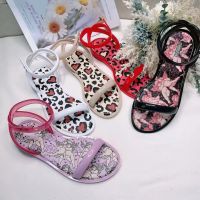 Xi Ke New Women Flat Sandals Melissa Leopard Fashion One Belt Jelly Shoes Ladies PVC Beach Sadnals For Adult SM095