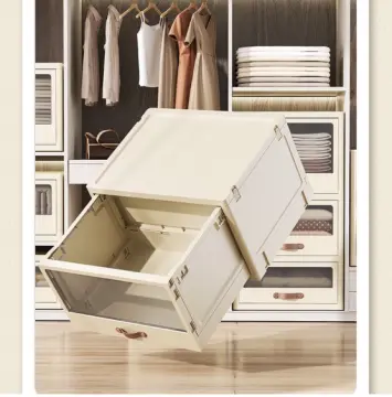 Cabinet Clothes Storage Box Visual Window Foldable Fabric Art